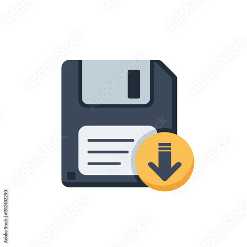 Floppy Disk Save Flat Icon for Data Storage Concepts