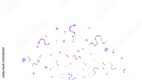 Decoration banner with silver and purple winding ribbons confetti, anniversary, celebration, greeting vector