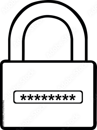 vector illustration drawing black and white icon padlock password concept
