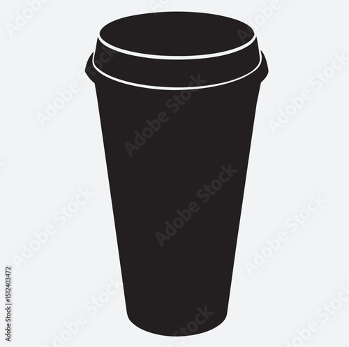coffee paper cup silhouette vector art illustration, coffee cup isolated on white background