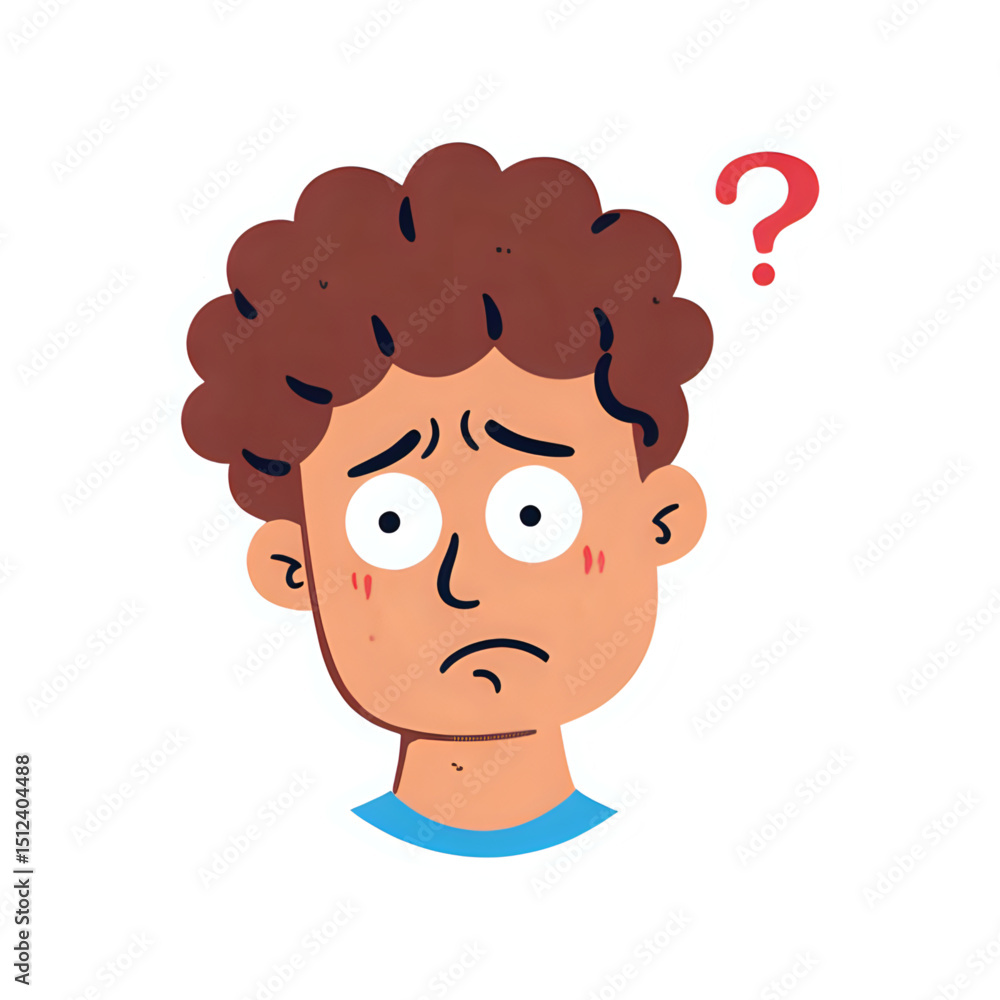 Illustration of a confused man with question mark for educational purposes on transparent background Illustration of a confused man with question mark for educational purposes on transparent background
