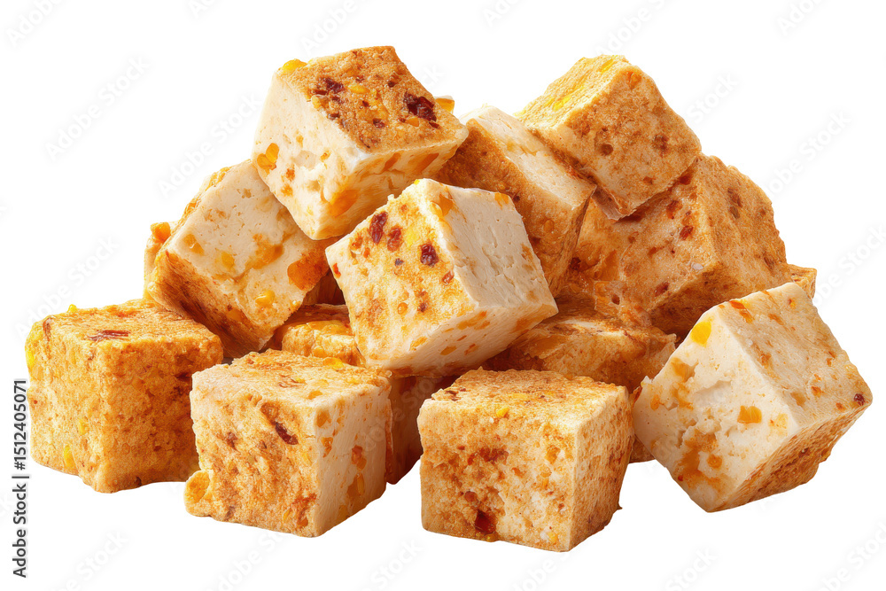 Protein-rich diced tofu served in a natural setting ideal for vegetarian meals, isolated on transparent background
Protein-rich diced tofu served in a natural setting ideal for vegetarian meals, isolated on transparent background