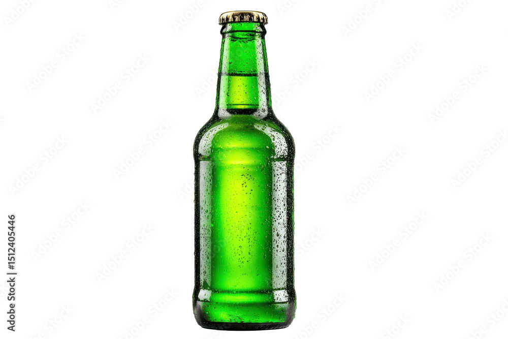 Glass beer bottle with detailed label and bubbles representing alcohol branding, isolated on transparent background
Glass beer bottle with detailed label and bubbles representing alcohol branding, isolated on transparent background