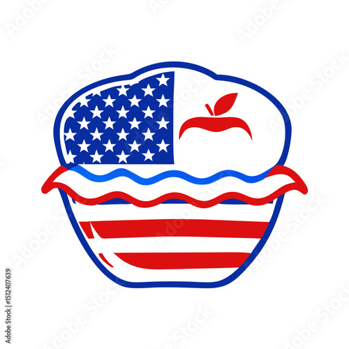 American pie icon celebrating Independence Day, festive dessert concept