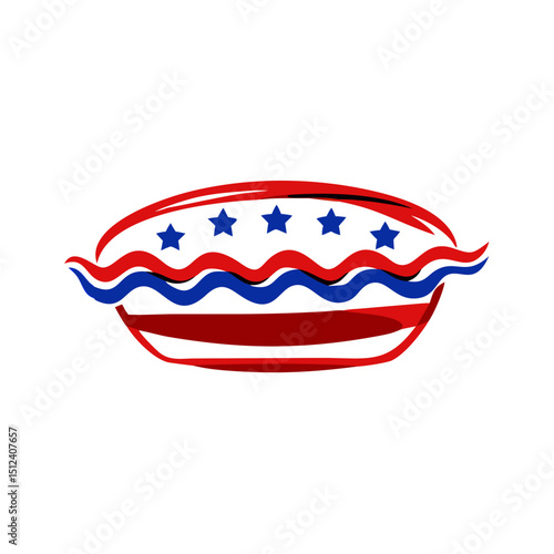 Patriotic pie icon with stars, festive holiday celebration concept