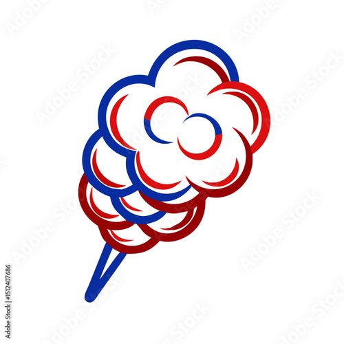 Colorful cotton candy icon with blue and red swirls, festive treat concept