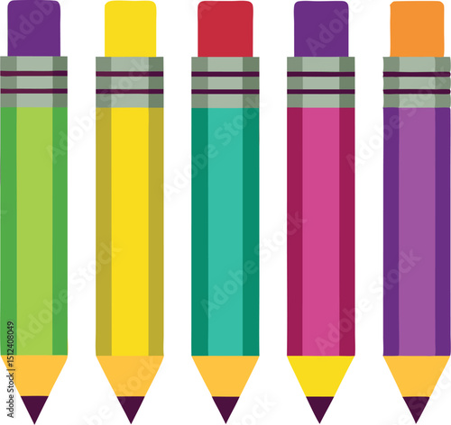 Adobe Illustrator Artwork Range of drawing pencils ,Sharpened Pencils, Drawing pencil set

