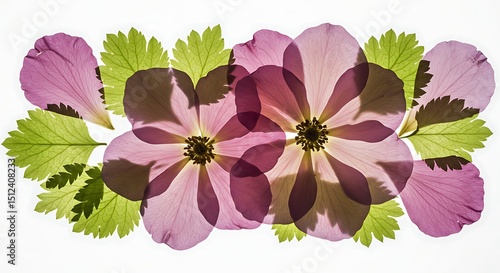 Pink Flowers with Green Leaves