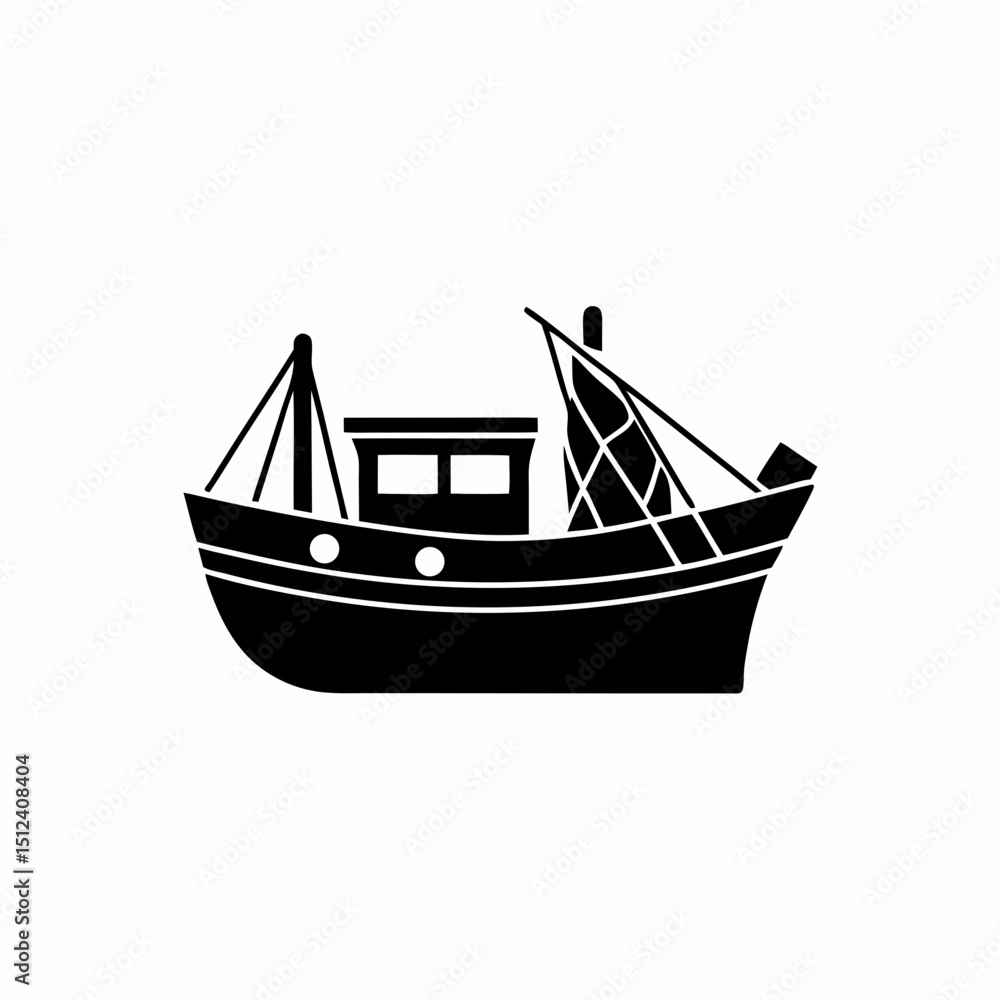 creative details Outline silhouette Fishing boat icon vector illustration creative details Outline silhouette Fishing boat icon vector illustration