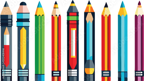 Adobe Illustrator Artwork Range of drawing pencils ,Sharpened Pencils, Drawing pencil set

