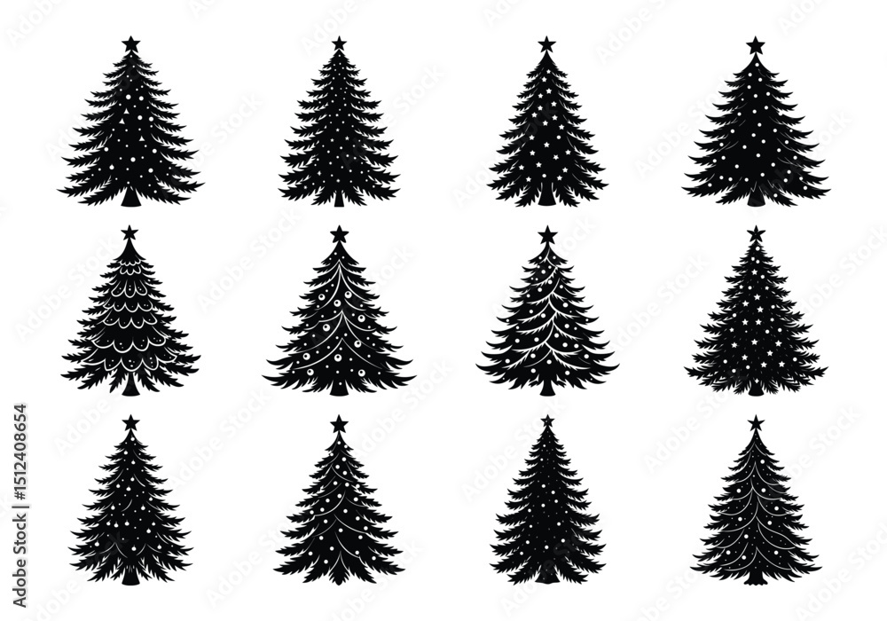 Obraz premium Christmas Trees Pictogram Set