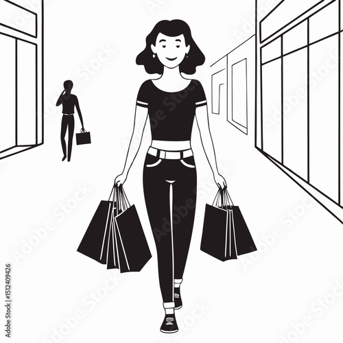 Happy Shopper Woman with Shopping Bags Enjoying Retail Therapy