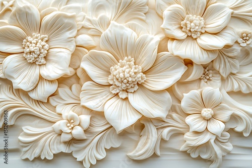 Elegant cream floral carving wall art design
