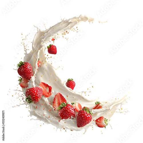 Delicious Creamy Milk Splash with Fresh Strawberries a perfect Food Photography for your recipes and advertising