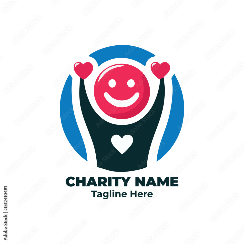 Obraz premium Charity and nonprofit symbol for social support vector, emotional care logo, humanitarian outreach campaign, help and donation design for love and kindness in society