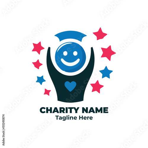 Charity support illustration for nonprofit help vector, volunteer donation logo, community aid icon, emotional kindness campaign for giving back and helping people