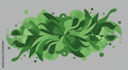 Green Abstract Design on Gray Background