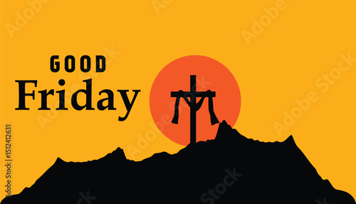Good Friday Sunset Silhouette Cross Religious Christian Faith Holy Week Easter Celebration