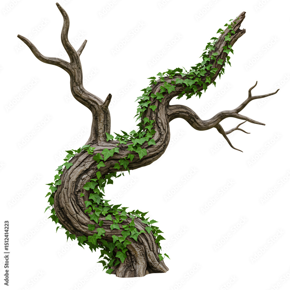 Obraz premium Twisted Tree with Ivy on Transparent Background