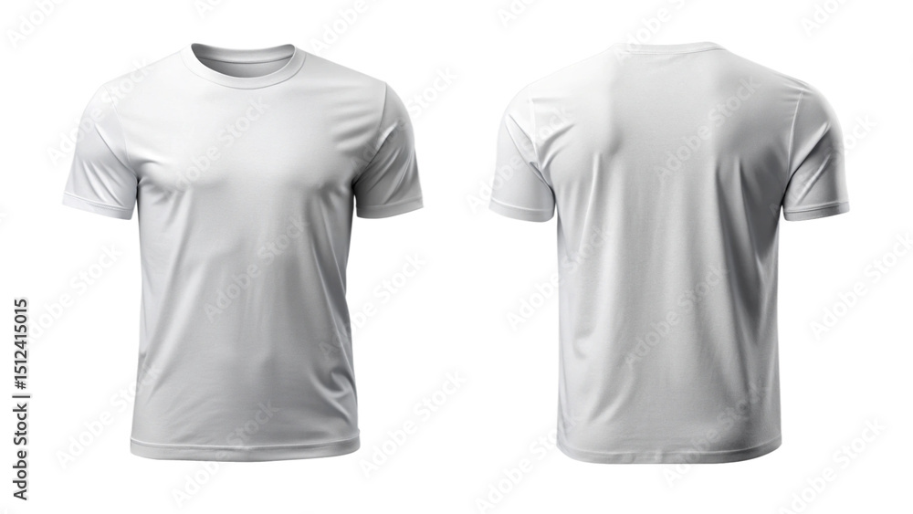 White Plain T-Shirt Front and Back View – Minimalist Apparel Mockup Isolated on Transparent Background White Plain T-Shirt Front and Back View – Minimalist Apparel Mockup Isolated on Transparent Background