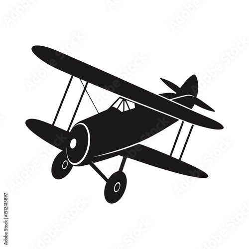 silhouette of a propeller driven vintage biplane