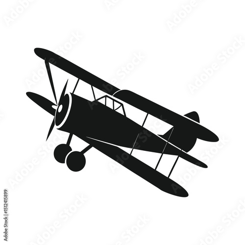 silhouette of a propeller driven vintage biplane