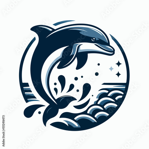 jumping dolphin logo mascot vector illustration