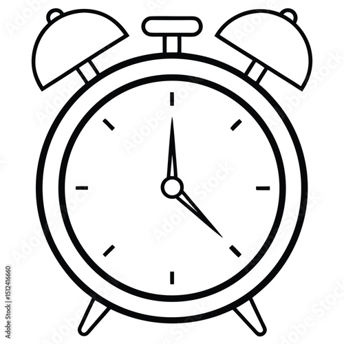 Icon depicts a traditional alarm clock, likely for use in user interfaces, applications, or graphic designs needing a time-related symbol.