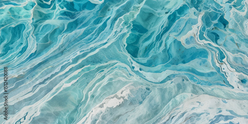 Abstract blue and white water ocean wave and curved line background. Blue wave with liquid fluid ocean texture. Ocean wave banner background.	