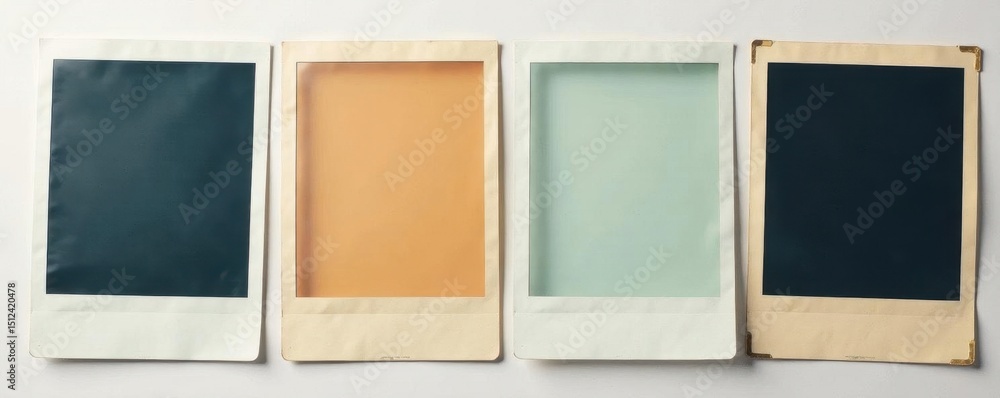 Fototapeta premium Stacked vintage and modern Polaroid frames, isolated background , element, background