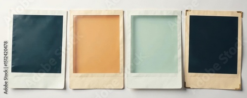 Stacked vintage and modern Polaroid frames, isolated background , element, background