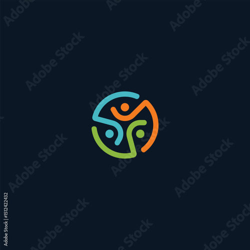 Abstract connected people in community circle