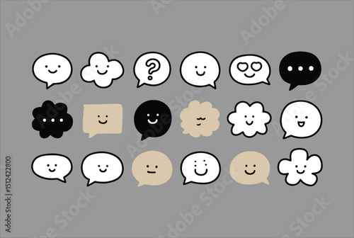 Cute Chat Icons with Facial Expressions