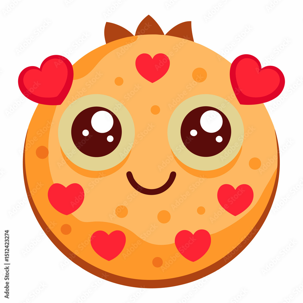 Fototapeta premium Cartoon vector illustration of a healthy pizza slice with salami and cheese