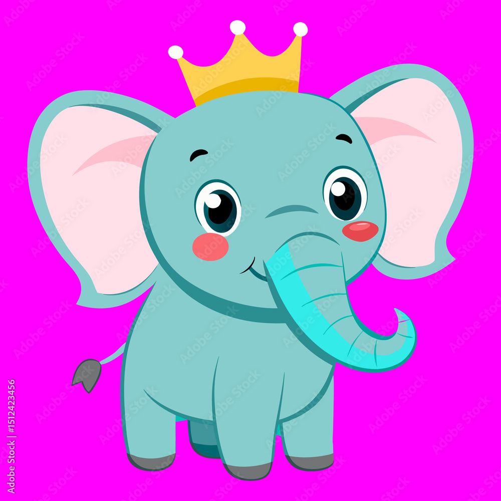 Naklejka premium Cute baby elephant and rhino cartoon illustration vector art