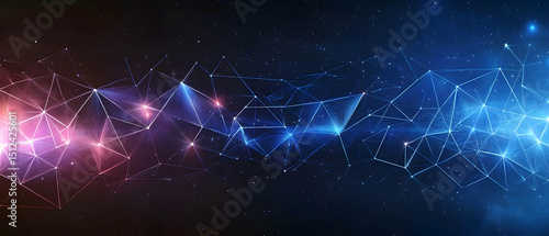 Abstract Geometric Digital Design With Glowing Lines And Dots