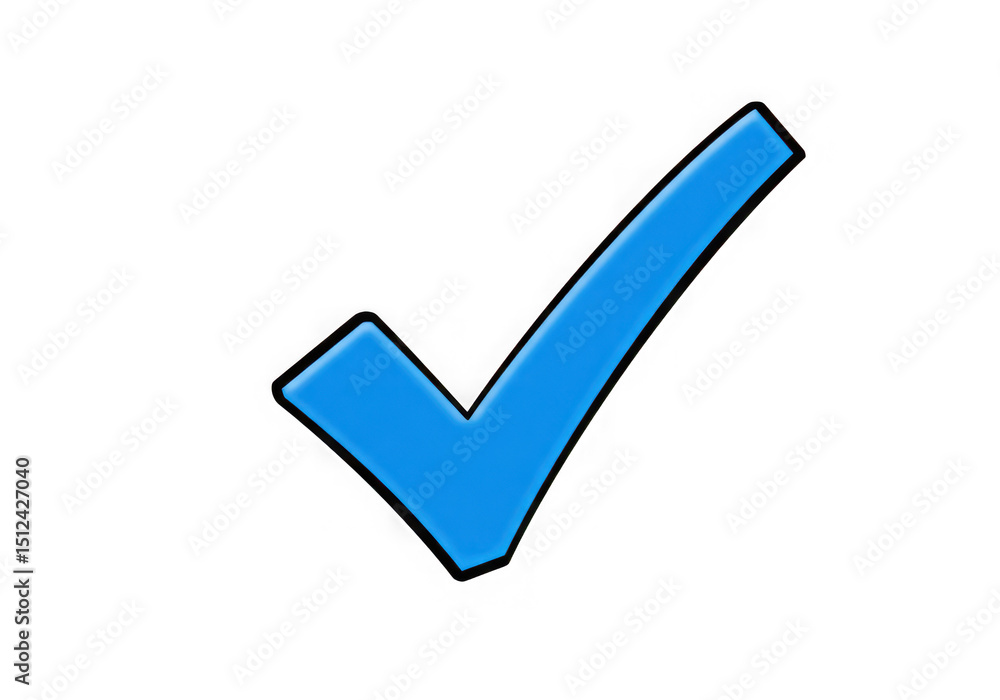 Blue check mark with outline isolated on transparent background Blue check mark with outline isolated on transparent background