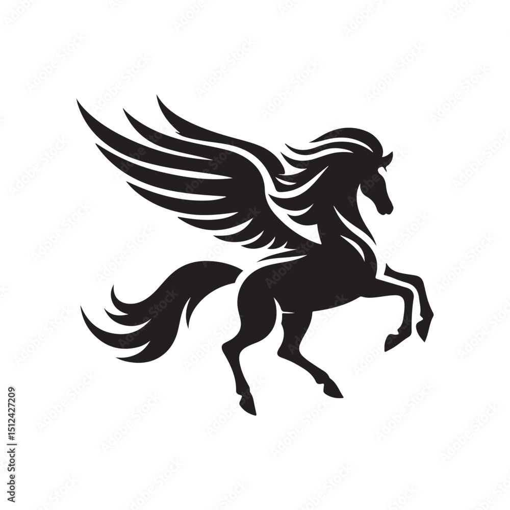 Pegasus vector silhouette clip art logo design illustration Pegasus vector silhouette clip art logo design illustration