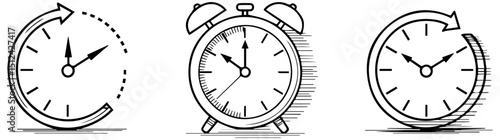 Hand Drawn Clock and Alarm Time Icon Vector Set for Schedule and Reminder Design