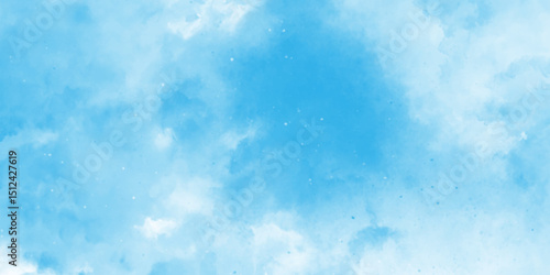 abstract baby blue water colored stains or sky background, Light sky blue shades watercolor background, blue sky in grunge style blue skt white clouds simple photography.