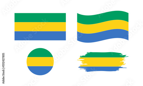 Gabon flag in different forms
