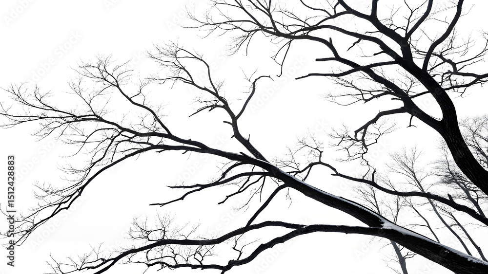 Fototapeta premium black white background silhouettes of bare tree