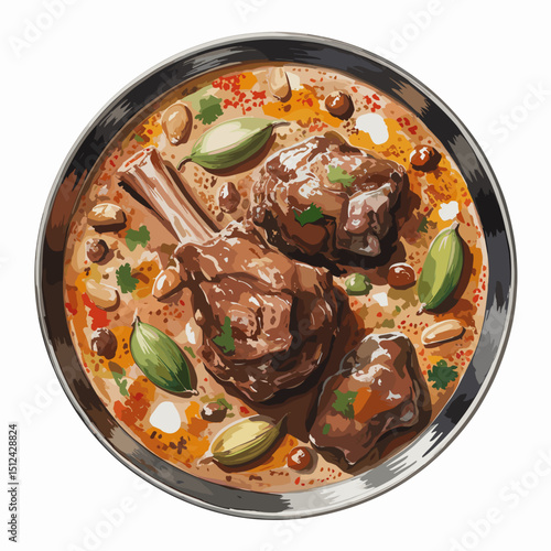 Mughlai Mutton Korma with Creamy Almond Cardamom Gravy