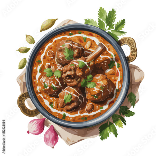 Mughlai Mutton Korma with Creamy Almond Cardamom Gravy