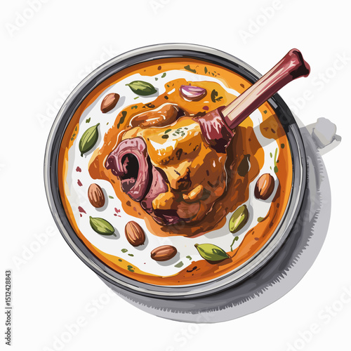 Mughlai Mutton Korma with Creamy Almond Cardamom Gravy