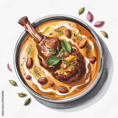 Mughlai Mutton Korma with Creamy Almond Cardamom Gravy