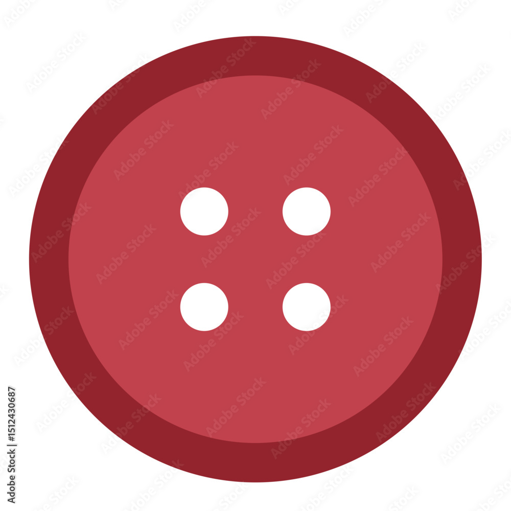 Red button with four holes in flat design style Red button with four holes in flat design style