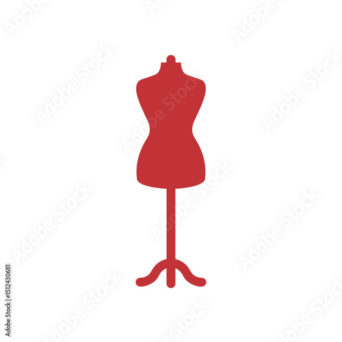 Tailor mannequin in red color displayed on a stand  