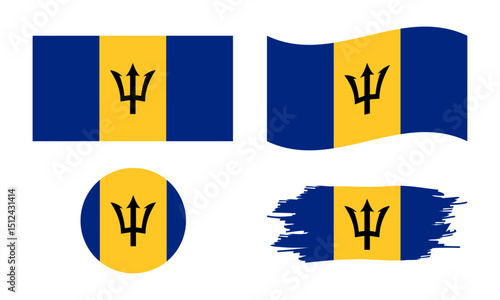 Barbados flag in different forms