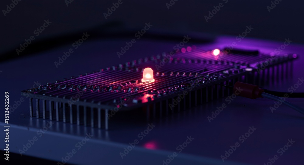 Obraz premium Circuit Board with Glowing Led